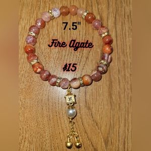 Fire Agate w/ Lantern Charm Bracelet
